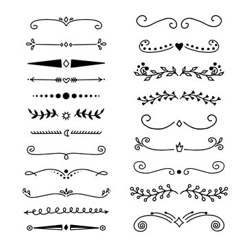 Set of hand drawn vector dividers.