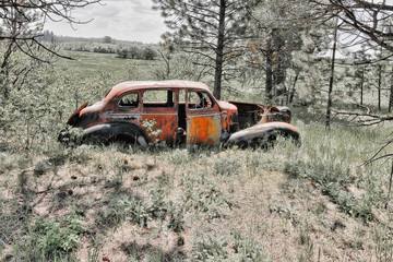 The past is rusting away in a field