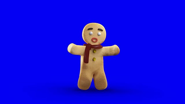(6 in 1/Loopable) Burnished Gingerbread Man Spinning Around Cheerfully. Each Separated Turn Mimics the 6 Tones of Human Skin Color - Very Fair, Fair, Normal, Tanned, Dark, and Very Dark.