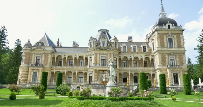 Hermesvilla Palace in Lainzer Tiergarten. Old architecture near Vienna, Austria
