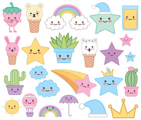 bundle of emojis fairytale kawaii characters