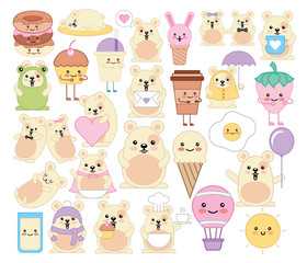 bundle of emojis kawaii comic characters