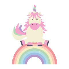 cute adorable unicorn and rainbow