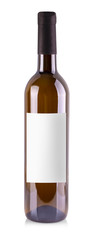 The  bottle of white wine with lable isolated on white background