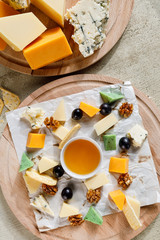cheese snacks and fruits