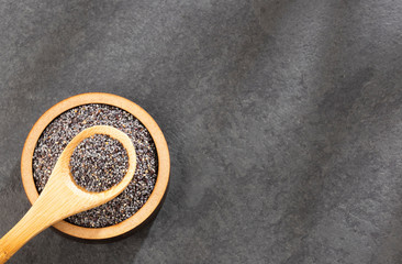 Organic poppy seeds - Papaver somniferum. Text space