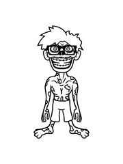 nerd gruselig hornbrille zombie geek monster horror halloween zahnspange lustig grinsen schlau freak intelligent gehirn comic cartoon clipart design