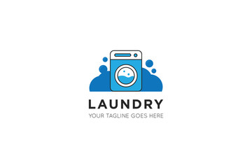 laundry logo and icon vector illustration design template
