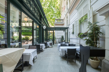 Beautiful restaurant summer terrace interior