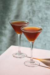 Stinger, an after dinner Cocktail with Cognac and Crème de Menthe white