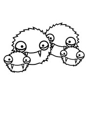 mama papa 2 kinder liebe paar familie vampir ball haarig wuschel süß niedlich klein kugel rund monster lustig augen horror halloween gruselig comic cartoon clipart