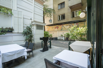Beautiful restaurant summer terrace interior