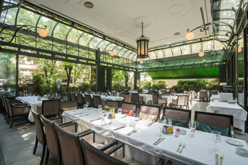 Beautiful restaurant summer terrace interior