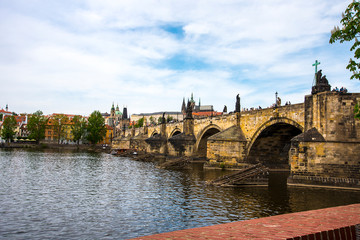 The River Vltava as it runs through the city of prague in the Czech republic