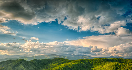 Stunning spring view of the north mountains from Black Mountain, NC, USA.