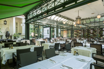 Beautiful restaurant summer terrace interior