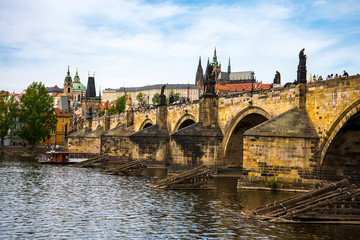 The River Vltava as it runs through the city of prague in the Czech republic