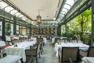 Fototapeta na wymiar Beautiful restaurant summer terrace interior