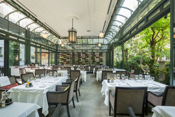 Beautiful restaurant summer terrace interior