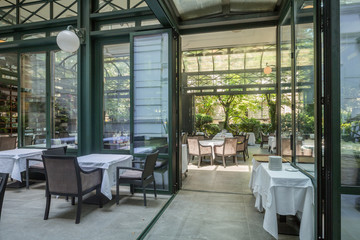 Beautiful restaurant summer terrace interior