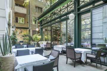 Beautiful restaurant summer terrace interior