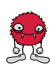 kleiner vampir niedlich ball haarig wuschel süß kugel rund monster gesicht böse lustig augen mund scharfe zähne horror halloween gruselig comic cartoon clipart