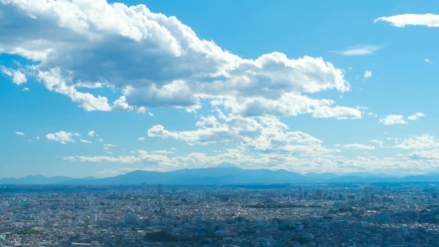 東京から望む夏空の富士山　タイムラプス　2019年6月