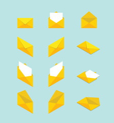 envelope set collection with various shape and isometric modern flat style concept - vector