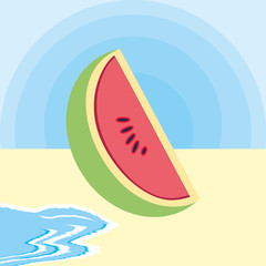 fresh watermelon fruit in the beach