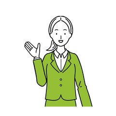 Illustration of a business woman giving an explanation.