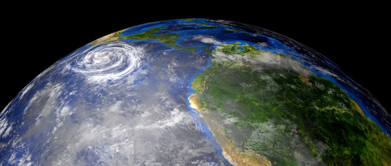 Extremeley detailed and realistic high resolution 3d illustration of a Hurricane. Shot from space. Elements of this image are furnished by Nasa.