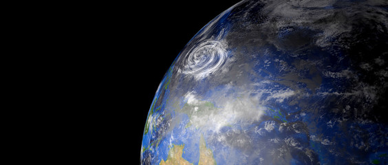 Extremeley detailed and realistic high resolution 3d illustration of a Hurricane. Shot from space. Elements of this image are furnished by Nasa.