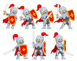the collection of the knight with the different posing  - obrazy, fototapety, plakaty