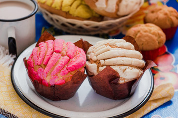 Manteconchas, sweet mexican bread, traditional bakery in Mexico, Mexican pastries concha