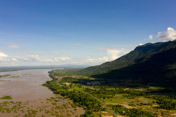 Fototapeta na wymiar Aerial View of mountain in Champasak province, Lao PDR