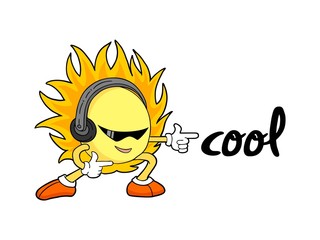 cool sun with headphones