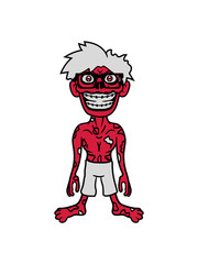 gruselig hornbrille nerd zombie geek monster horror halloween zahnspange lustig grinsen schlau freak intelligent gehirn comic cartoon clipart design