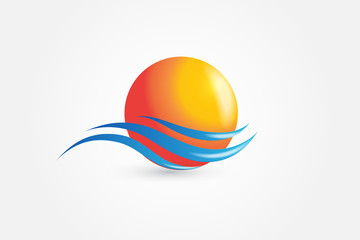 Sun and waves logo vector