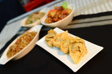 close up on a chinese dish, deep fried dumpling