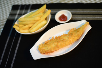 fish and chips, setup nicely on table ready to serve