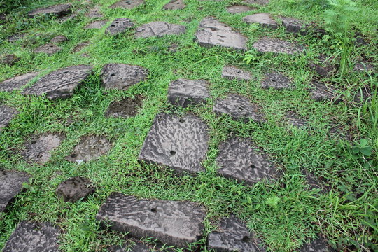 苔むした石畳