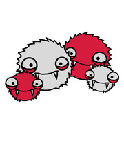 2 kinder liebe paar familie vampir mama papa ball haarig wuschel süß niedlich klein kugel rund monster lustig augen horror halloween gruselig comic cartoon clipart