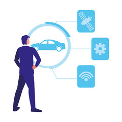 autonomous smart car icon vector ilustration