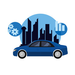 autonomous smart car icon vector ilustration