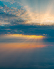 •	sea of clouds in the morning sun, at the top of Emei Mountain in Sichuan Province, China
