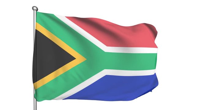Flag of South Africa in the wind (alpha channel, semi-transparent, loopable)
