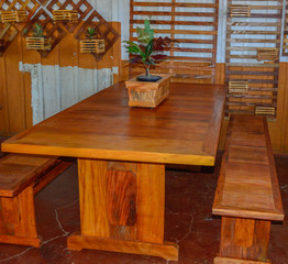 wooden table and chairs