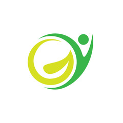 people with leaf logo icons vector