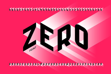 Isometric 3d font design, three-dimensional alphabet letters and numbers