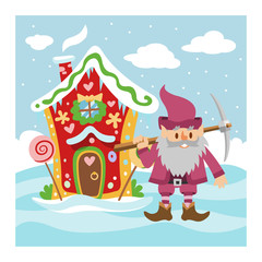 Fantasy gnome house vector cartoon fairy treehouse and magic housing village illustration set of kids gnome fairytale pumpkin or stone playhouse for gnome background